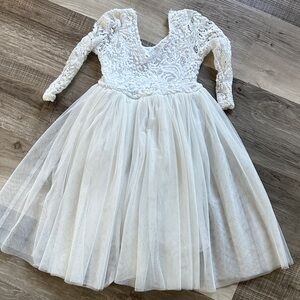 Elegant White Lace Kids Dress